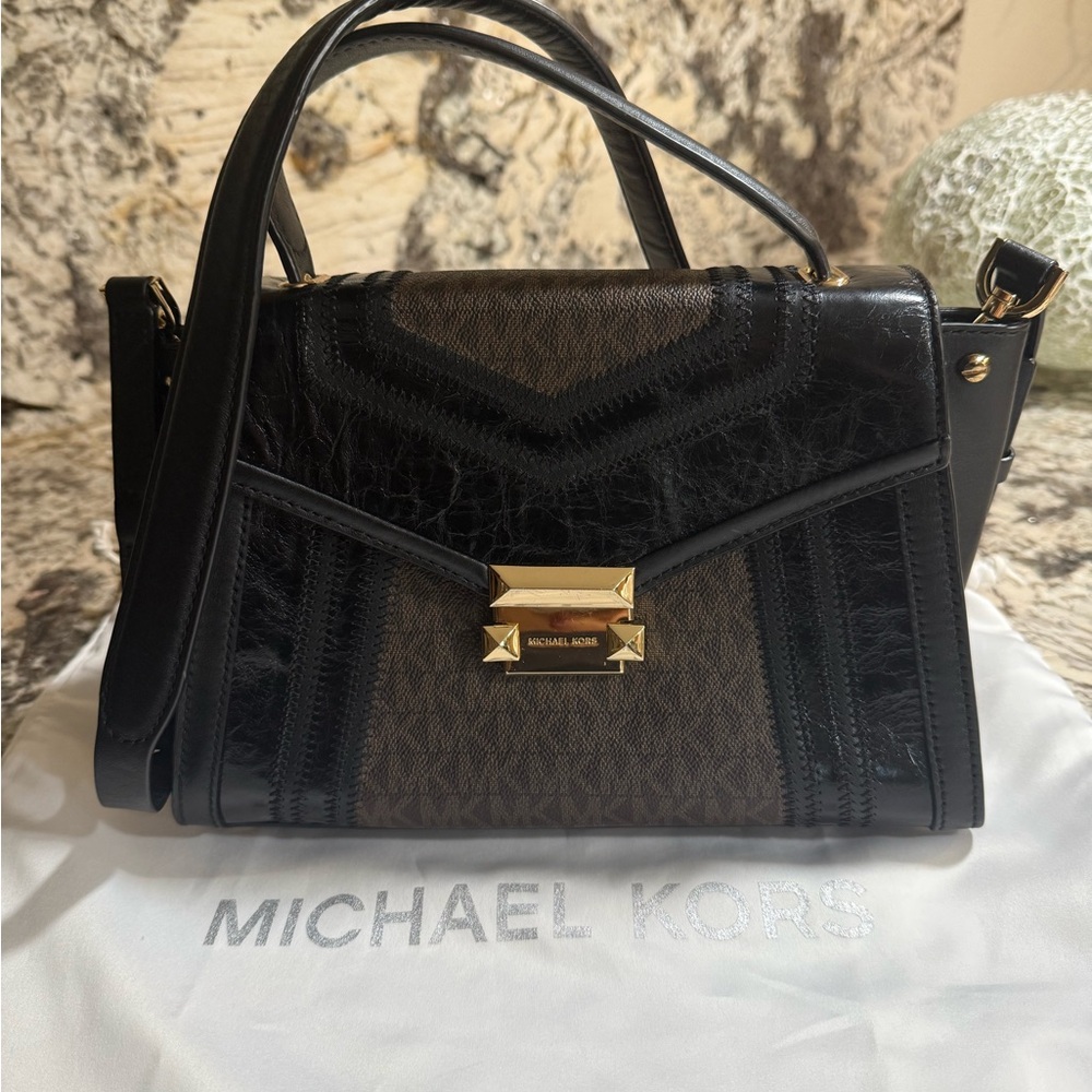 Michael Kors Black and Brown Crossbody Bag